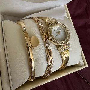 Anne Klein watch and bracelet set - GOLD tone gift watches COCKTAIL jewelry